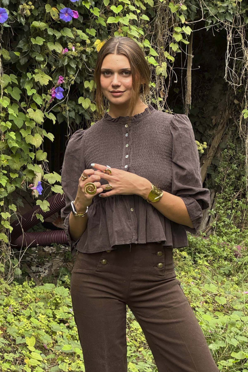 Camisa fruncida volantes