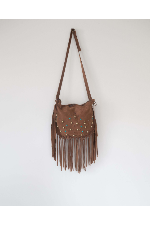 Bolso piel serraje, pedrería