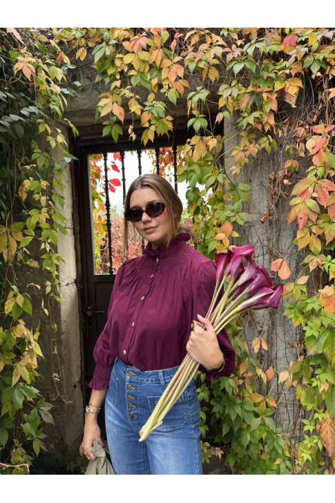 Camisa fruncida micropana