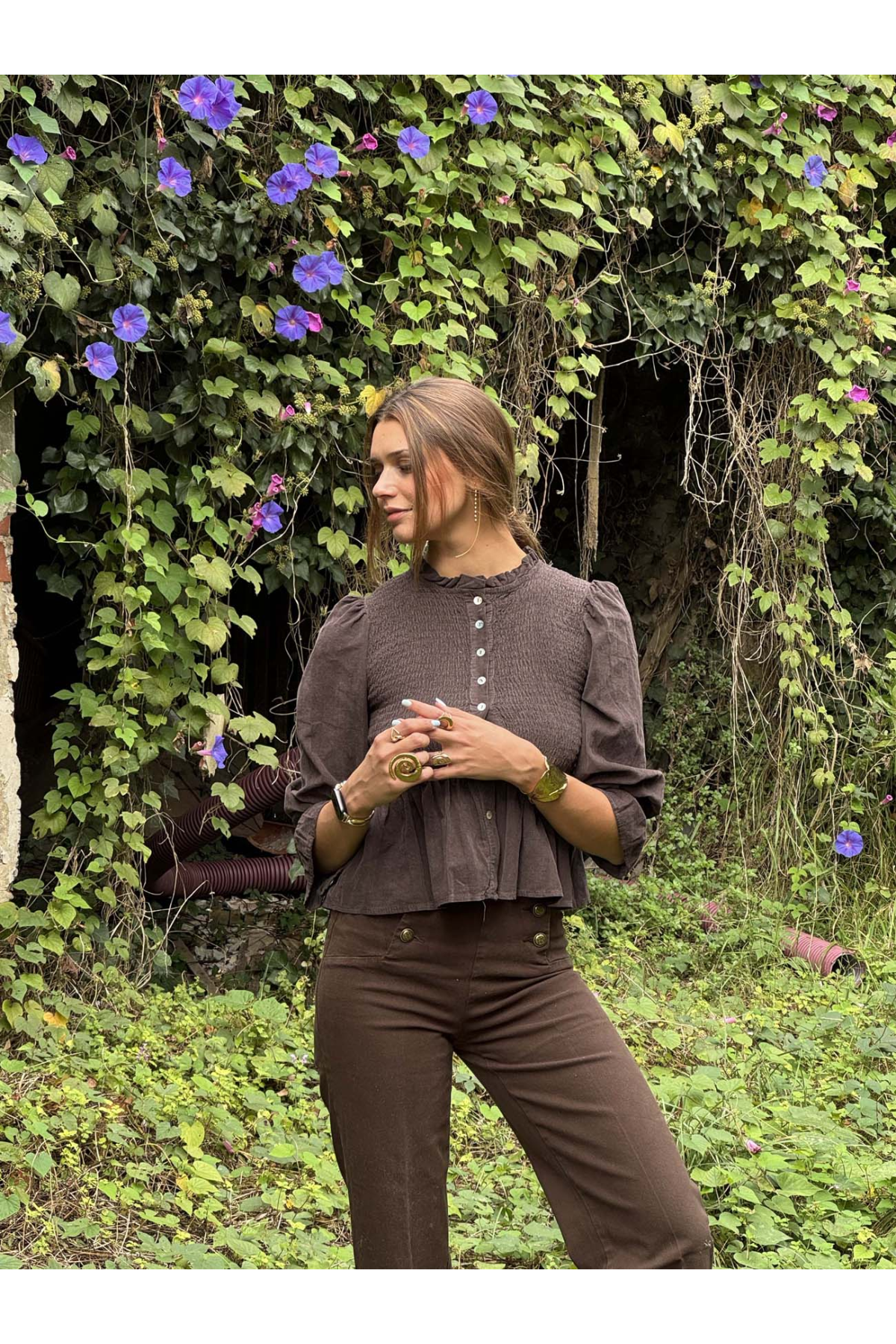 Camisa fruncida micropana