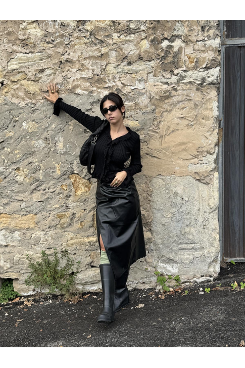 Falda larga piel sintética