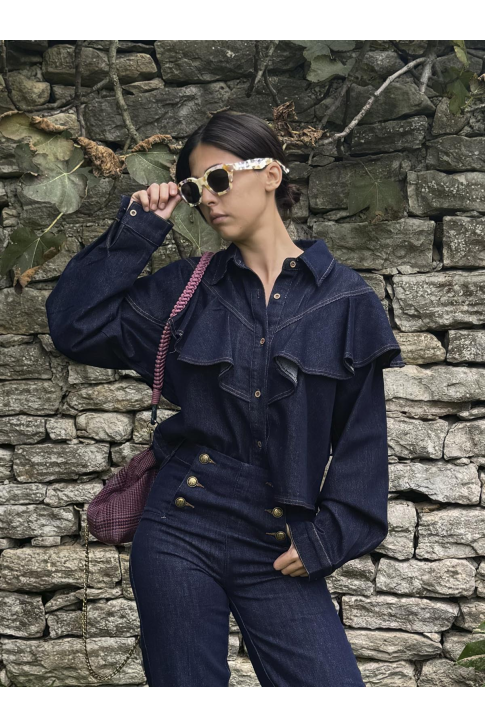 Camisa denim volantes