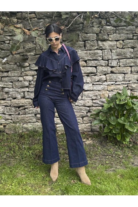 Camisa denim volantes