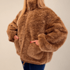 Abrigo Dakota reversible marrón de pelo con cuello alto subido