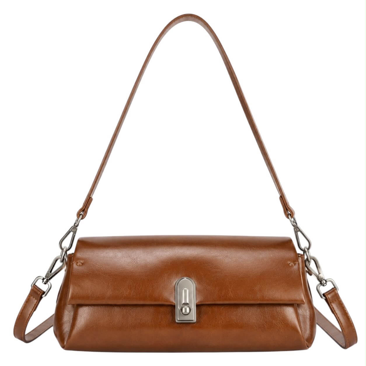 Bolso Dakota en marrón cuero claro, sobre fondo blanco